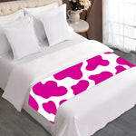 Hot Pink And White Cow Print Bed Runner