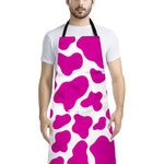 Hot Pink And White Cow Print Bib Apron With Pocket