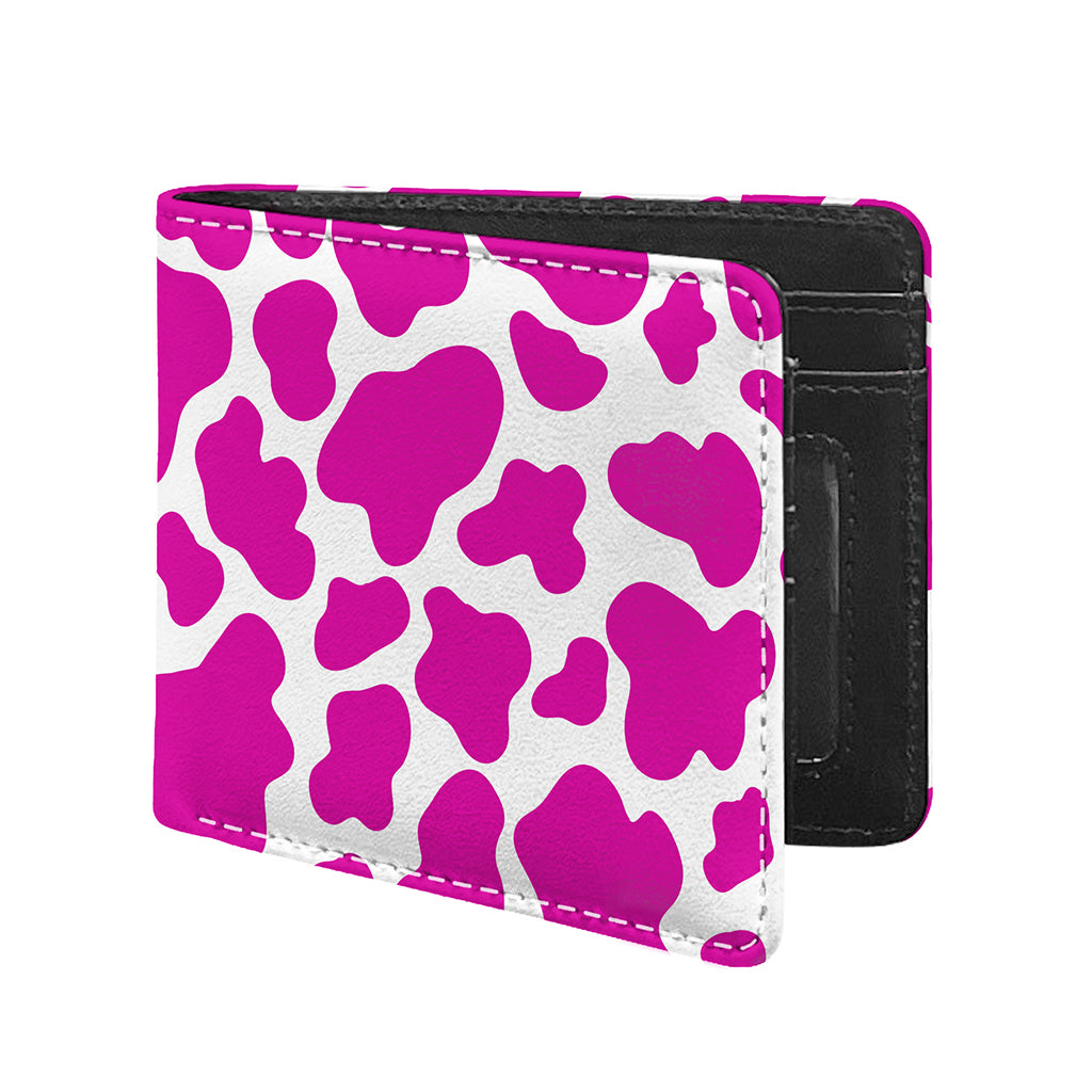 Hot Pink And White Cow Print Bifold Wallet