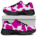 Hot Pink And White Cow Print Black Chunky Shoes