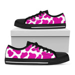 Hot Pink And White Cow Print Black Low Top Sneakers