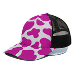 Hot Pink And White Cow Print Black Mesh Trucker Cap