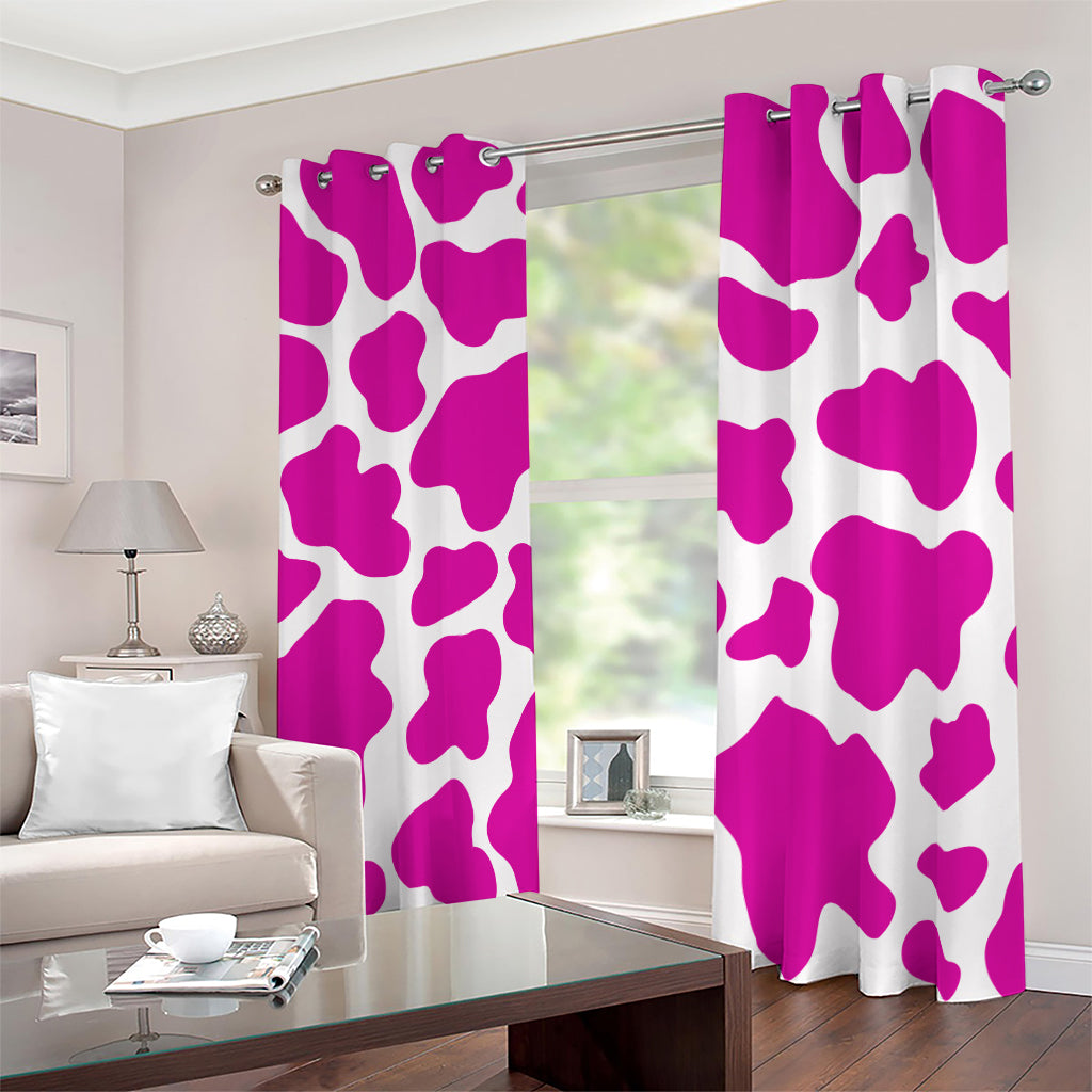 Hot Pink And White Cow Print Blackout Grommet Curtains