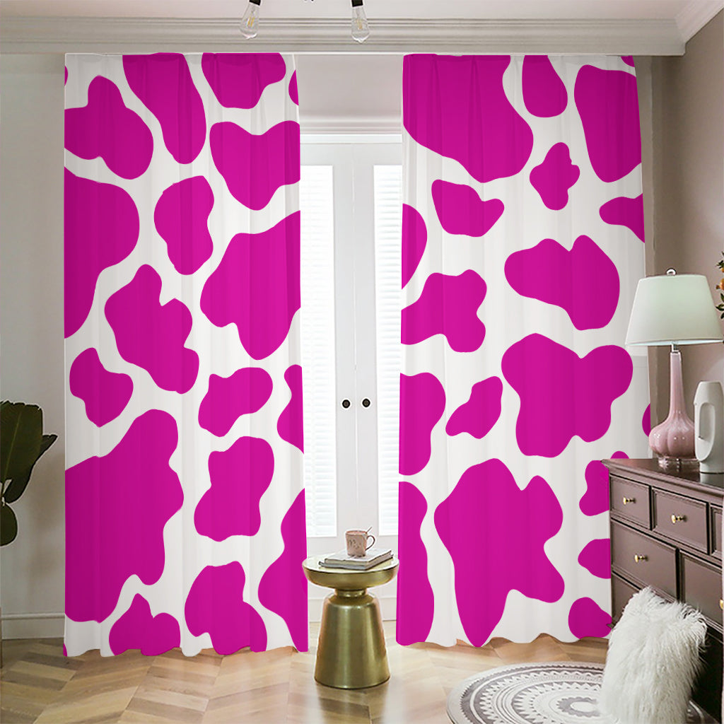 Hot Pink And White Cow Print Blackout Pencil Pleat Curtains