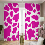 Hot Pink And White Cow Print Blackout Pencil Pleat Curtains