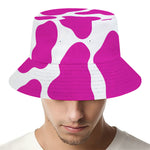 Hot Pink And White Cow Print Bucket Hat