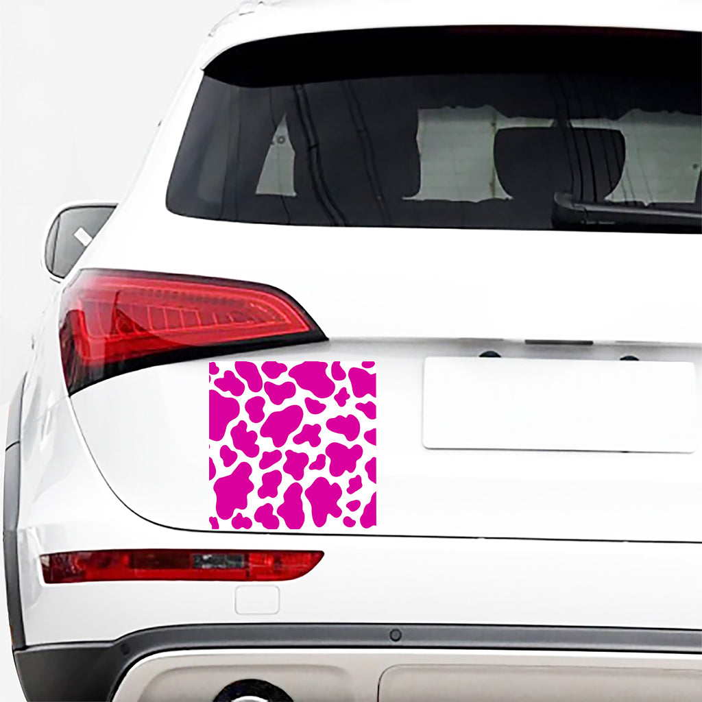 Hot Pink And White Cow Print Car Sticker