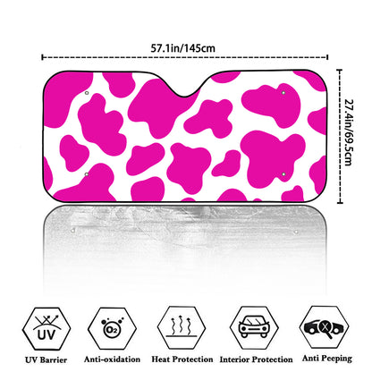 Hot Pink And White Cow Print Car Windshield Sun Shade