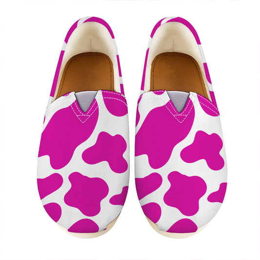 Hot Pink And White Cow Print Casual Shoes