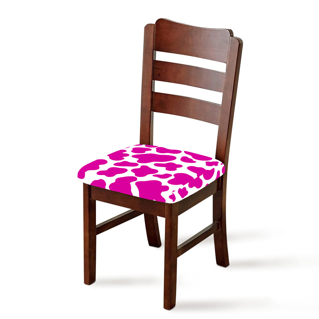 Hot Pink And White Cow Print Chair Cushion Cover