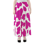 Hot Pink And White Cow Print Chiffon Maxi Skirt