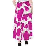 Hot Pink And White Cow Print Chiffon Maxi Skirt
