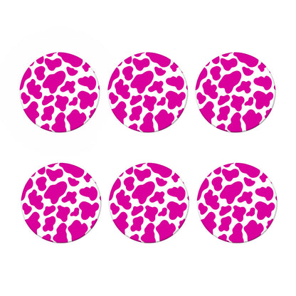Hot Pink And White Cow Print Coaster Set