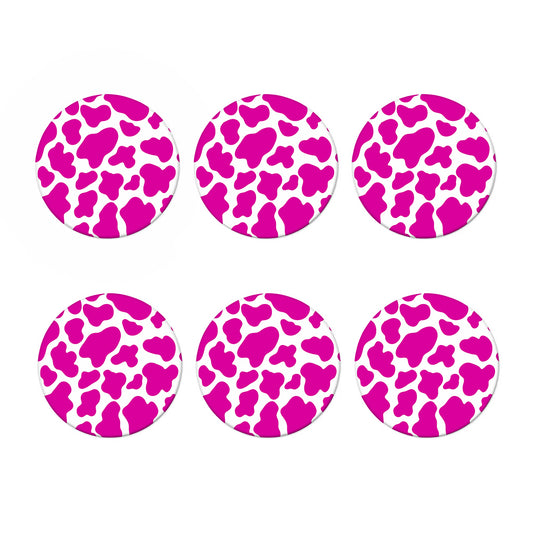 Hot Pink And White Cow Print Coaster Set