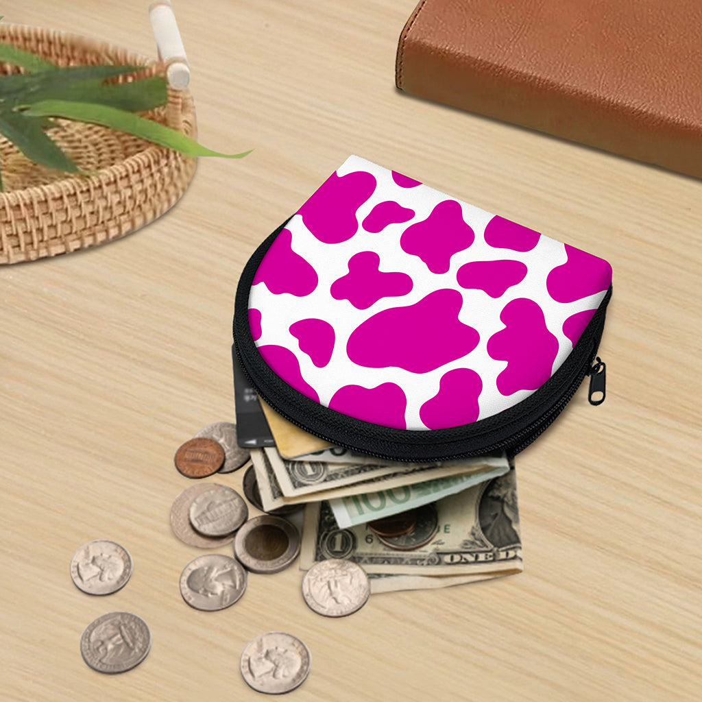 Hot Pink And White Cow Print Coin Purse