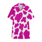 Hot Pink And White Cow Print Cotton Hawaiian Shirt