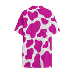 Hot Pink And White Cow Print Cotton Hawaiian Shirt