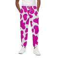 Hot Pink And White Cow Print Cotton Sweatpants