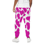 Hot Pink And White Cow Print Cotton Pants