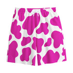 Hot Pink And White Cow Print Cotton Shorts