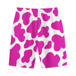 Hot Pink And White Cow Print Cotton Shorts
