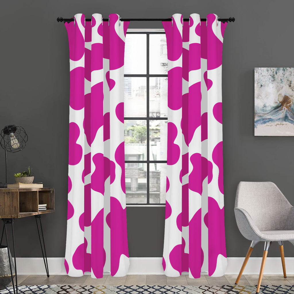 Hot Pink And White Cow Print Curtain