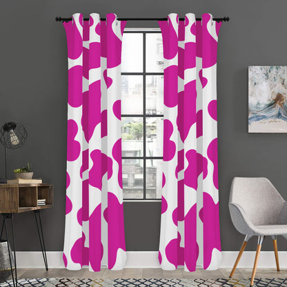 Hot Pink And White Cow Print Curtain