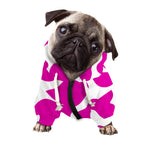 Hot Pink And White Cow Print Dog Zip Up Hoodie