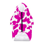 Hot Pink And White Cow Print Dog Zip Up Hoodie