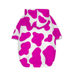Hot Pink And White Cow Print Dog Zip Up Hoodie