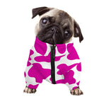 Hot Pink And White Cow Print Dog Zip Up Jacket