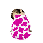 Hot Pink And White Cow Print Dog Zip Up Jacket