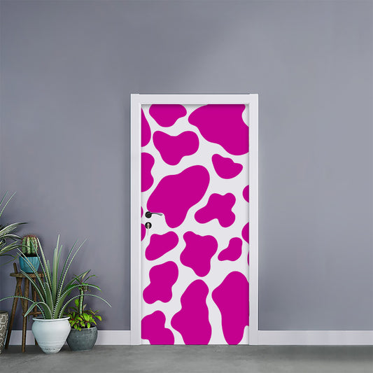 Hot Pink And White Cow Print Door Sticker