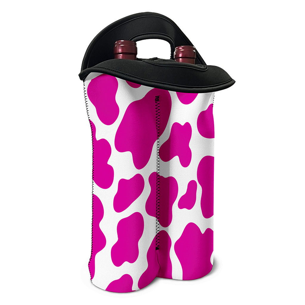 Hot Pink And White Cow Print Double Neoprene Wine Tote