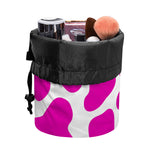 Hot Pink And White Cow Print Drawstring Makeup Bag