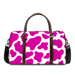 Hot Pink And White Cow Print Duffle Bag