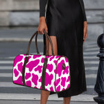 Hot Pink And White Cow Print Duffle Bag