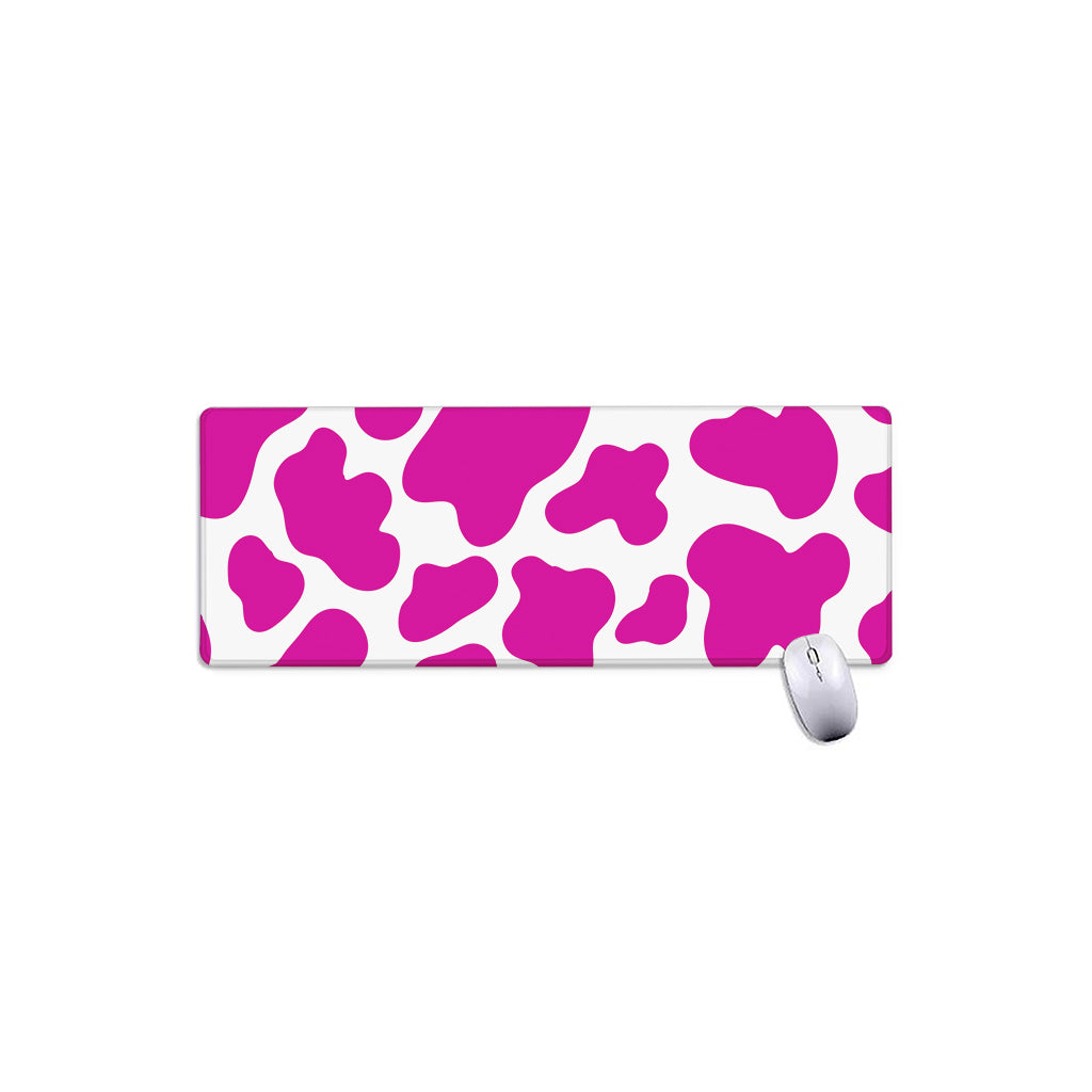 Hot Pink And White Cow Print Extended Mouse Pad