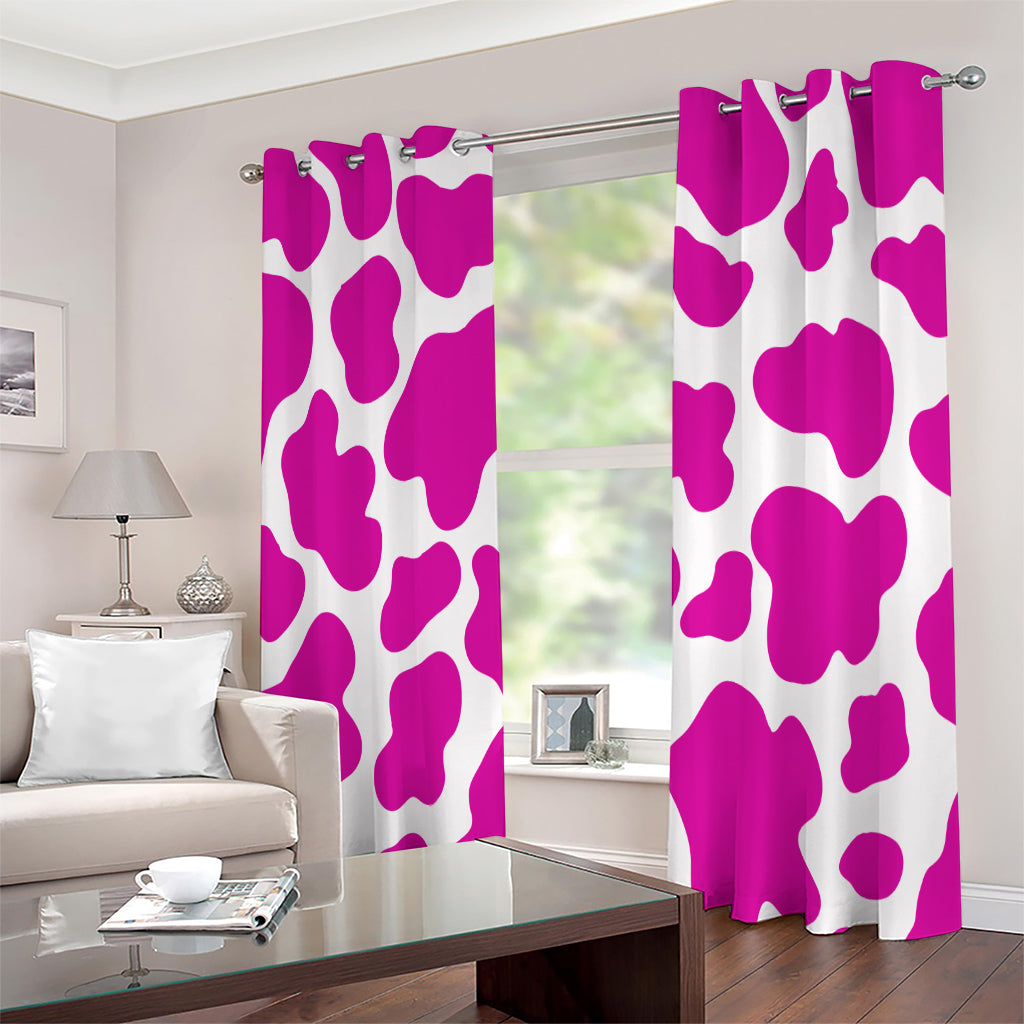 Hot Pink And White Cow Print Extra Wide Grommet Curtains