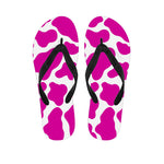 Hot Pink And White Cow Print Flip Flops