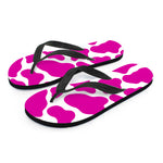 Hot Pink And White Cow Print Flip Flops