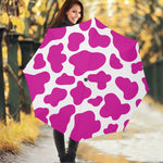 Hot Pink And White Cow Print Foldable Umbrella