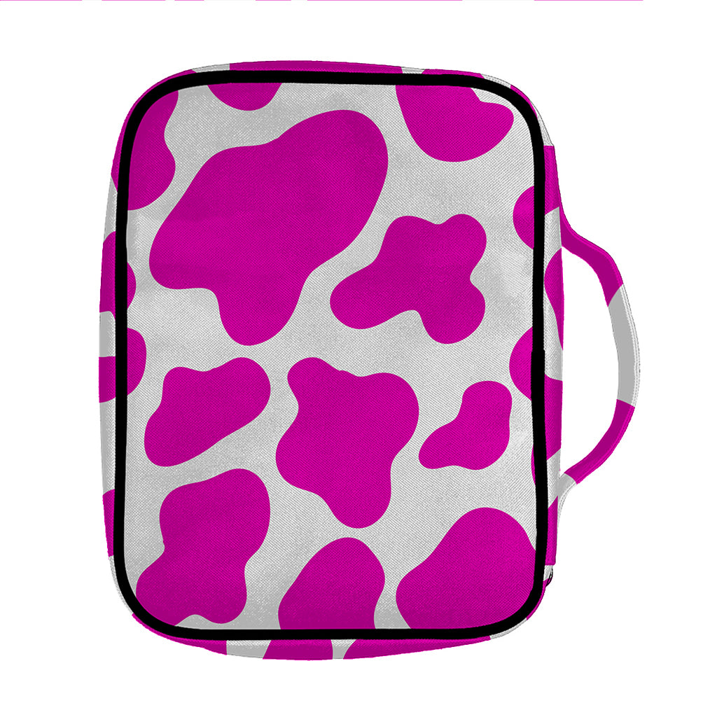 Hot Pink And White Cow Print Front Pocket Bible Bag