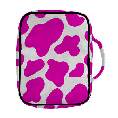 Hot Pink And White Cow Print Front Pocket Bible Bag