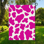 Hot Pink And White Cow Print Garden Flag