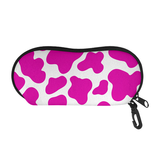 Hot Pink And White Cow Print Glasses Case