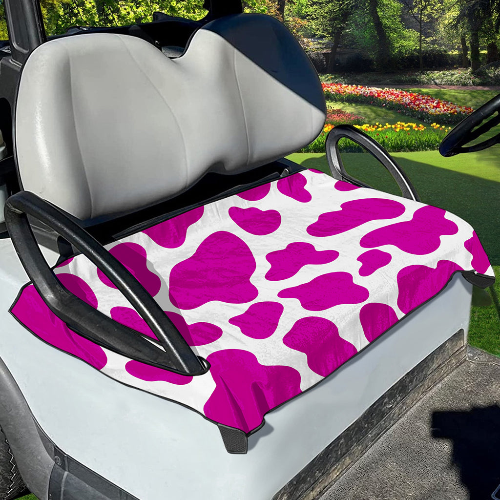Hot Pink And White Cow Print Golf Cart Seat Cover