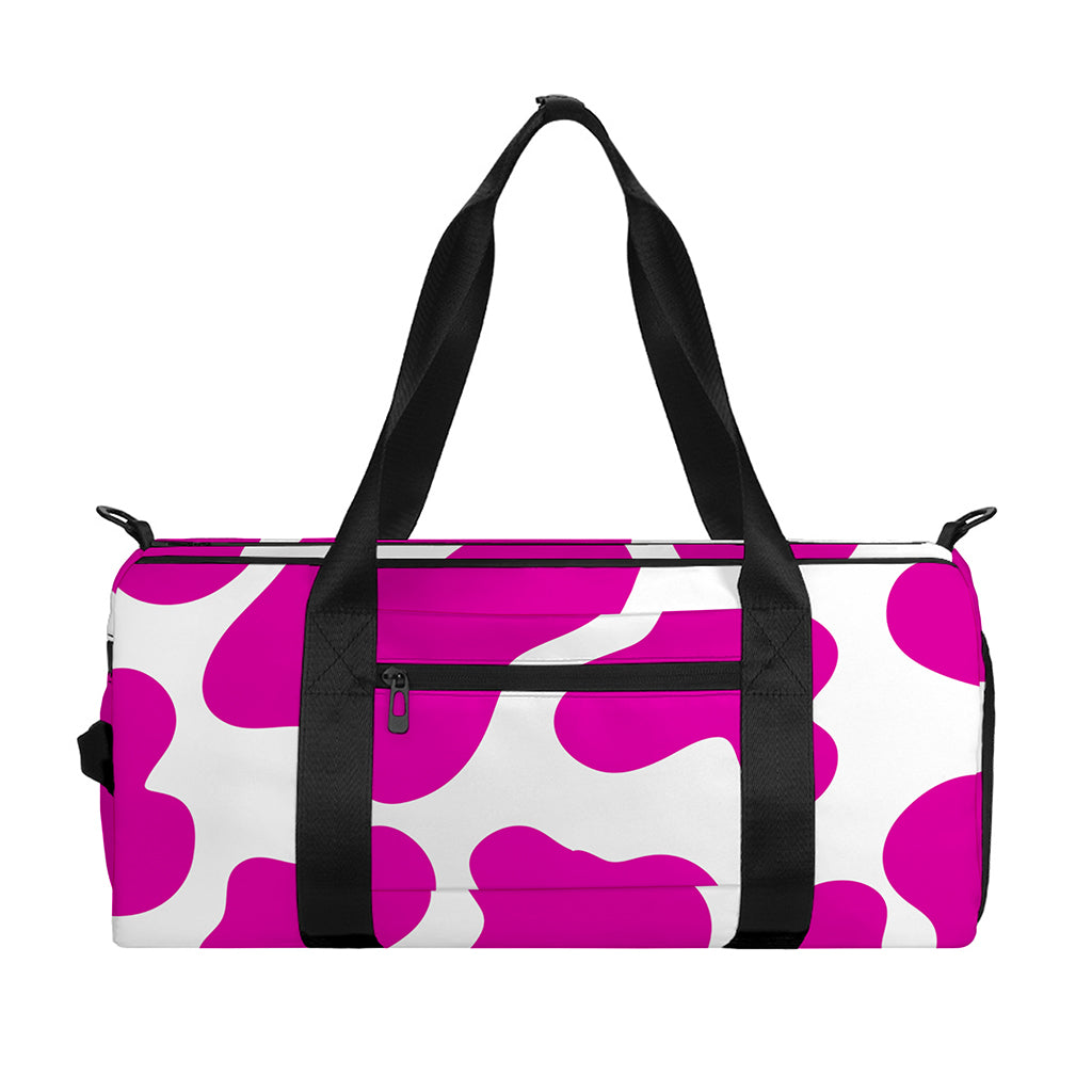 Hot Pink And White Cow Print Gym Bag