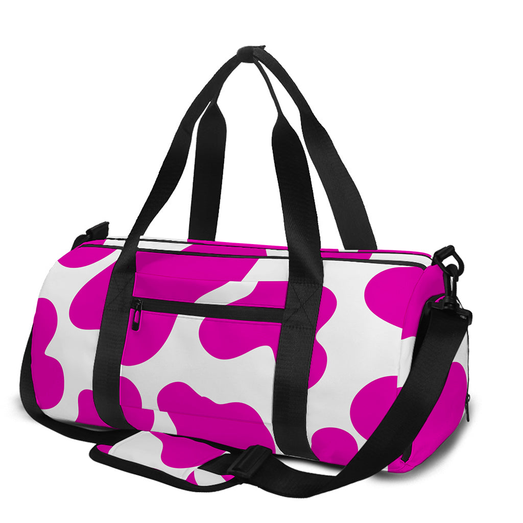 Hot Pink And White Cow Print Gym Bag