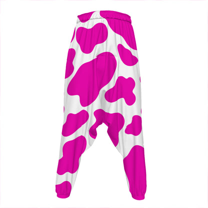 Hot Pink And White Cow Print Hammer Pants